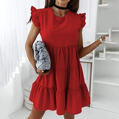 Rochie de vară pentru femei drăguțe Solid o gât casual cusături cu rochie de vară rochie pentru femei