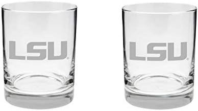 LSU Tigers 2 fețe gravat Satin finisaj Rocks sticlă Set de 2