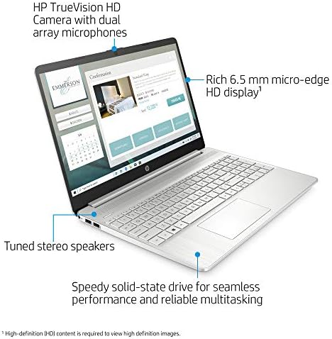 Laptop HD HP de 15,6 inci, procesor AMD Ryzen 3 3200U, 8 GB RAM, 256 GB SSD, Windows 10 Acasă
