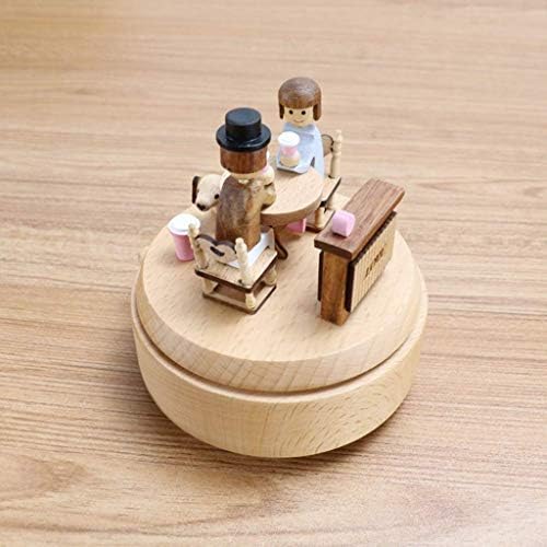 XJJZS Cutie de muzică din lemn - cutie de muzică mică rotativă, șerpuită manuală, cutie rotativă de muzică turnantă