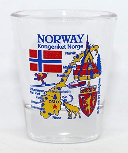 Norvegia repere și icoane colaj Shot Glass