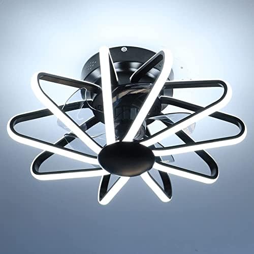 Ventilator de tavan cu lumină și telecomandă LED modernă 3 Culoare ușoară/ventilator, cu profil scăzut Flush Mount Cage Forma