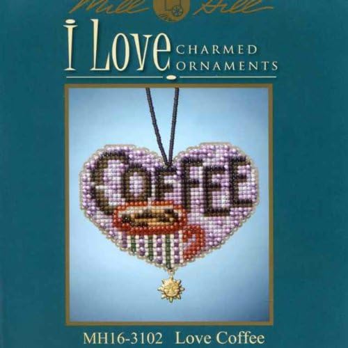 Love Coffee Coffeed Beaded Count Cross Cross Ornamente Chamed Kit Mill Hill 2013 I Love MH163102
