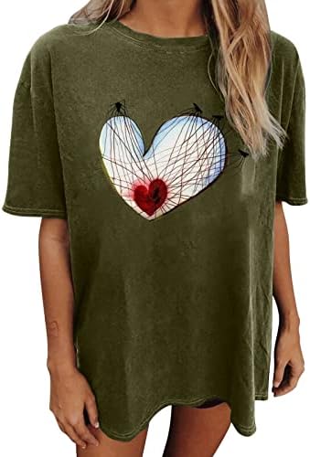 Femei Vara Topuri Ziua Îndrăgostiților Raglan Tee Shirt Unisex Casual bluza inima imprimate Pulovere