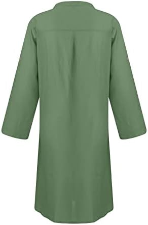 Rochii de soare pentru femei Button de vară Casual Echipaj de vară, rochii de culoare solidă de bumbac pentru 2023