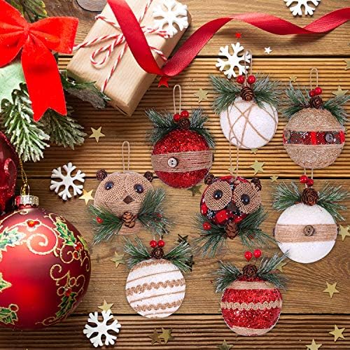 Aneco 8 pachet ornamente de brad de Crăciun rustic de Crăciun ornamente cu bilă cu pinecone și fructe de pădure decorațiuni