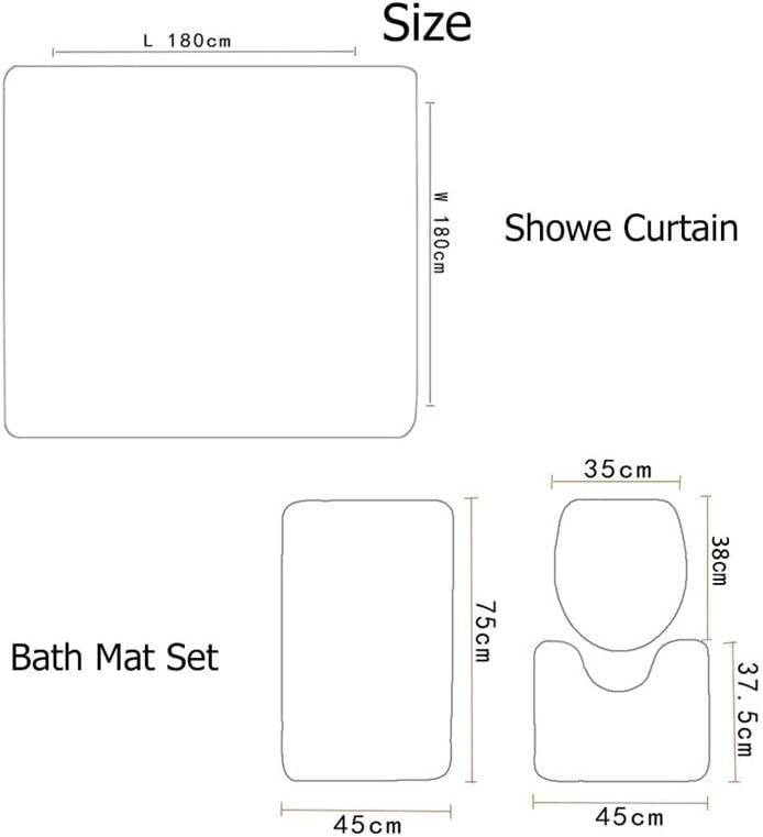 LDCHNH baie duș perdea flori baie perdea seturi toaletă Capac anti-alunecare Mat covor covor Set Home Decor accesorii