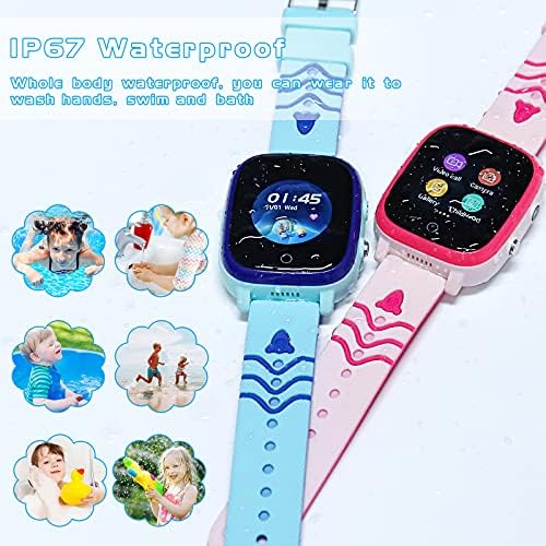 Okyuk 4G GPS Smartwatch pentru fete băieți, IP67 Waterproof Sport Smart Telefon pentru copii, cu camera video WiFi Apel telefonic