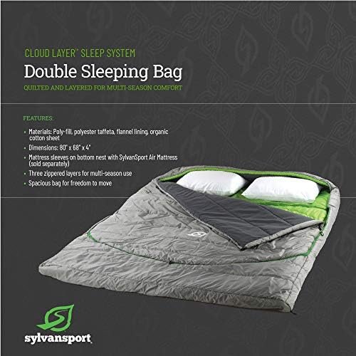 Geanta de dormit cu strat de cloud Sylvanport pentru adulți - Straturi reglabile pentru utilizarea de 3-4 sezon - Foaie de bumbac integrată