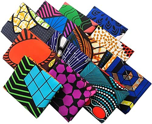 Misscrafts 12pcs African Fabric Fat Quarters 50x40cm ceară de imprimare Fabric Craft Fabric Bundle multicolor pentru mozaic