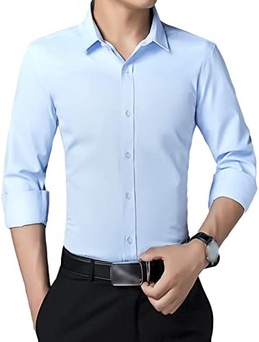 Cămăși cu mânecă lungă pentru bărbați cămașă solidă de culoare solidă cămașă de rochie clasică pentru business business în jos