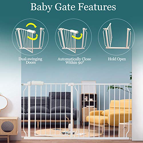 ALLAIBB Extra Wide presiune montat Baby Gate plimbare prin Copii Copii siguranță Toddler tensiune alb Lung mare Pet Dog Gates
