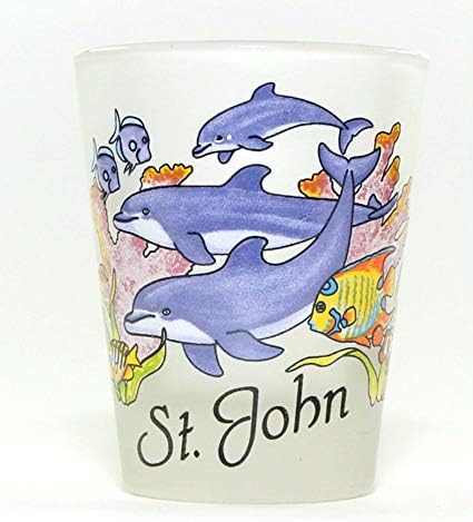 St. John Insulele Virgine Americane Jumping Dolphins Caribbean Shot Glass