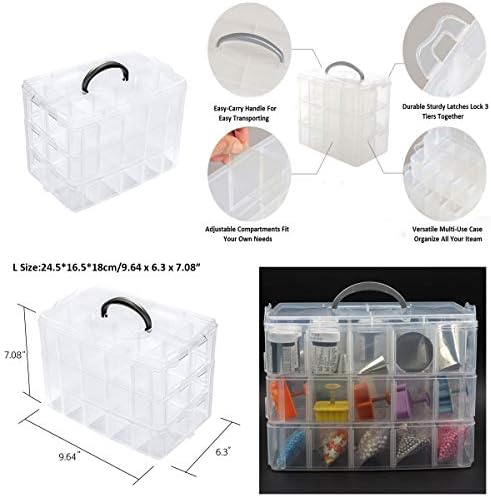 Container de depozitare a organizatorului de bijuterii din plastic zly cu 3 niveluri cu divizoare reglabile 30 （GRODURI （MARE
