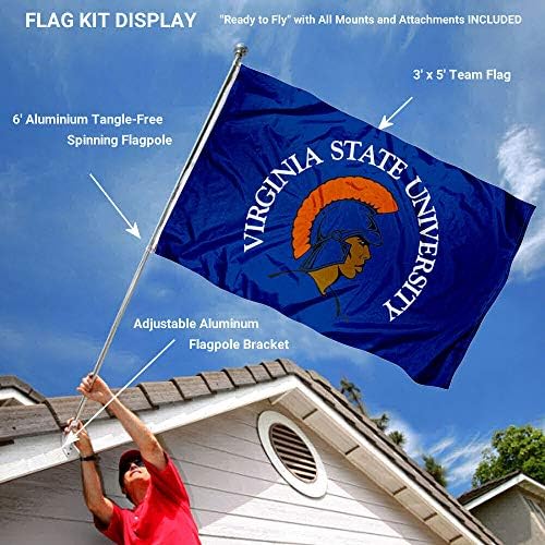 Virginia State Trojans Flag and Pole Bracket Mount Bundle