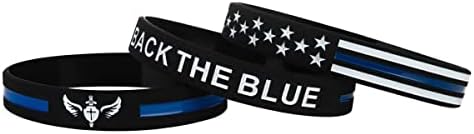 Sainstone înapoi Albastru Inspirational subțire albastru linie Silicon bratari cu steagul American, Albastru Lives Matter sprijin