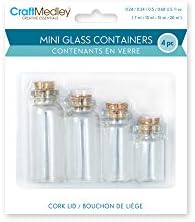 CraftMedley Gb800 sticle de sticlă, Mini containere cu capac din plută, dimensiuni multiple incluse 7mL / 10mL / 15mL / 20ml,