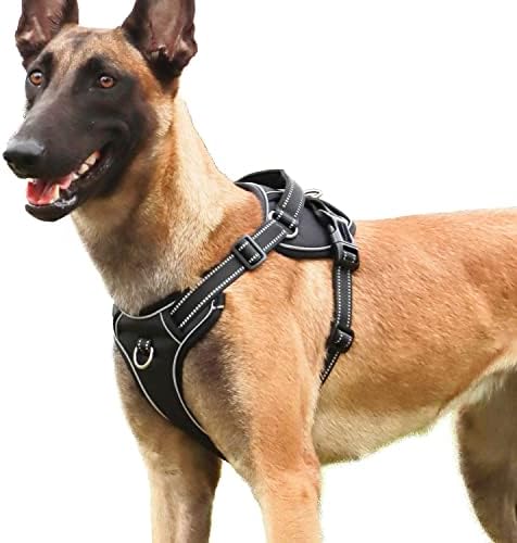 Annalovic reflectorizant harnașă tactică cu mâner pentru câini, fără harnașă de câine militar, ham de vestă reglabilă pentru