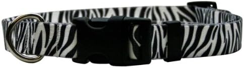Galben câine Design Zebra negru câine guler cu Tag-un-lung ID Tag sistem-mici-3/4 largă și se potrivește gât 10-14& 34;