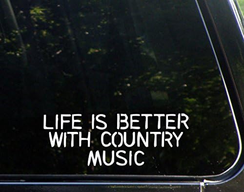 Viața este mai bună cu muzica Country - 8 x 3 - vinil Die Cut Decal/autocolant pentru căști de protecție, biciclete, ferestre,