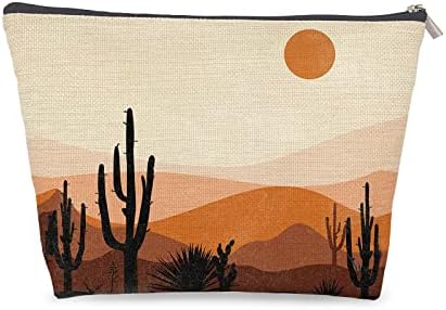 Udinaz Boho Lover Cadou pentru fete fete, abstract Boho Sun Cactus Desert Peisaj Cosmetic Geantă Ideea de cadouri pentru fete