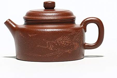 Chineză Yixing Zisha Teapot, 170 ml Mini buruieni Frunze sculpturi, realizate manual vintage retro unic oriental original antical