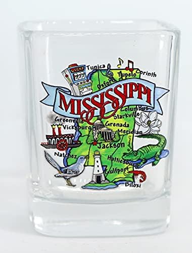 Mississippi State Hartă Design Clasic Pătrat Împușcat De Sticlă