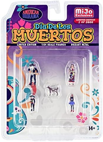 Dia de Los Muertos 5 pc Diecast Set Ltd Ed la 3600 buc Pentru modele la scară 1/64 de American Diorama AD-76509MJ