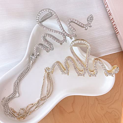 Argint șarpe păr clipuri metal Hair Styling Accesorii Pentru Femei fete rafinat strasuri ciucuri modele moda mare gheare Clipuri
