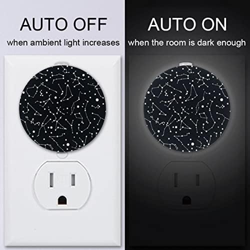 2 pachete plug-in plug-in LED LED Night Constellation Negru cu senzor de amurg până la zori pentru cameră pentru copii, pepinieră,