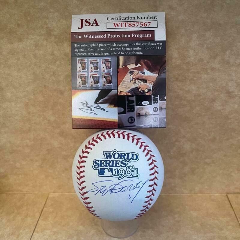 Steve Garvey Los Angeles Dodgers semnat 1981 WS Baseball JSA WIT857567 - Baseballs autografate