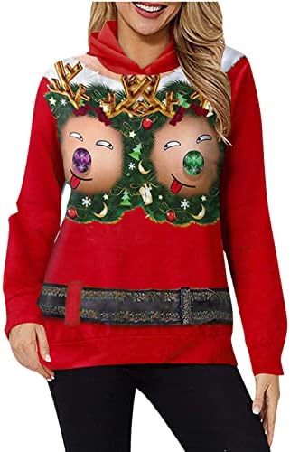 Crăciun Hanorac Femei Amuzant Urât Crăciun Pulover Tricou Confortabil Vrac Moale Casual Hoodies Pulover Tricouri