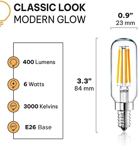 Hudson 4W LED candelabru bec - 3000k Dimmable T6 / U în formă de cald alb candelabru Becuri-E12 mici de bază T25 ul enumerate