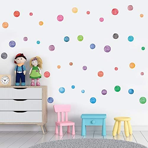 Iartop colorat Dot Decal, acuarelă buline autocolant de perete pentru pepinieră copii dormitor clasă Decor, cerc Multicolor