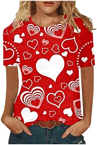 Femei Ziua Îndrăgostiților Dragoste Inima Imprimare Tricou Relaxat-Se Potrivesc Cu Maneca Scurta O Gât Fahsion Tees Streetwear