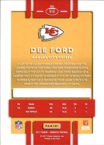 2017 Donruss 212 Dee Ford Kansas City Chiefs Card de fotbal