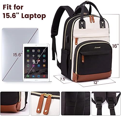 Rucsac pentru Laptop LOVEVOOK pentru femei, se potrivește geantă pentru Laptop de 15,6 inchi, geantă antifurt pentru călătorii