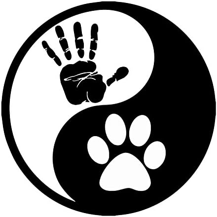Chilipiruri Max Decalcomanii Yin Yang Mână Umană Câine Labă Alb Negru Fereastră Laptop Autocolant Auto 6 & 34;