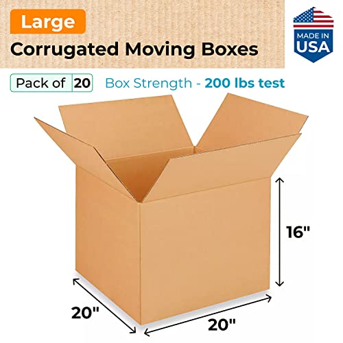 Ambalaje IDL cutii mari ondulate în mișcare 20 L x 20 L x 16 H-alegere excelentă de cutii de ambalare puternice pentru mutare sau relocare - cutii ondulate maro reciclabile pentru ambalare