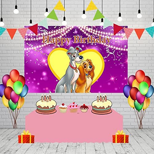 Fundaluri de dragoste pentru câini pentru decorațiuni pentru petreceri de ziua de naștere Consumabile fundal foto pentru câini pentru decorațiuni de masă pentru tort Lady and the Tramp Baby Shower Banner 5x3ft