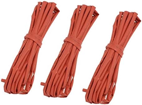 NOU LON0167 3 X Sârmă înveliș termic Tuburi micșorate Tuburi Red Red 3mm Dia 4M (3 x Wire Wrap Wärmeschrumpfschläuche Schrumpfschlauch