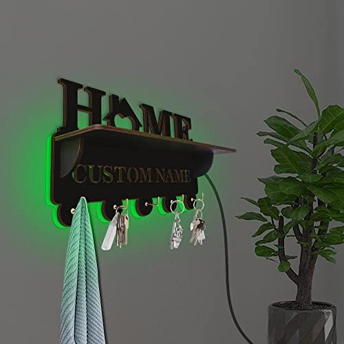 Zilele Geeky Home cu nume personalizat raft de haina luminoasă strălucire în semne de perete din lemn întunecat Afișare personalizată
