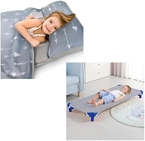 Covoraș pentru pui de somn cu pernă și pătură detașabilă și dimensiune standard de zi/preșcolară cot cot pentru copii foaie