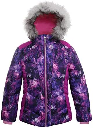 Zeroxposur fete Puffer jacheta Fleece căptușite iarna haina cu glugă căptușite și detașabile Faux blana tapiterie