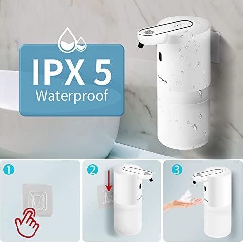 Distribuitor de săpun cu spumare automată, distribuitor de săpun fără mână fără atingere 13.5oz/400ml cu senzor cu infraroșu