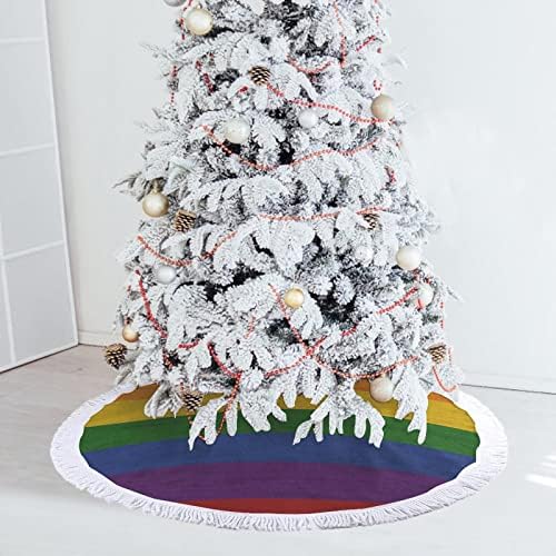 LGBT PRIDE PRIDE PADIN CRAINTE MAT Fustă Copertă de bază cu ciucuri pentru petreceri de vacanță Decorare de Crăciun 48 x48