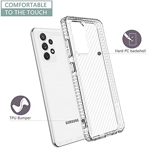 Samsung Galaxy A52 5G Carcasă, Dooge [Anti amprentă] [non -alunecare] Model din fibră de carbon Heavy Duty Protector Clear