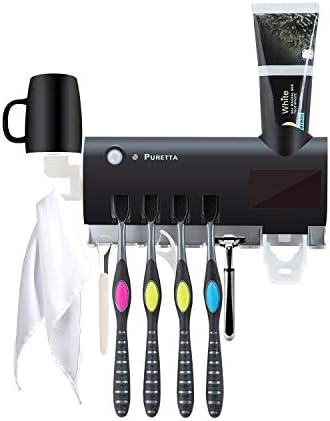 Sterilizator de dinți Puretta și suport pentru periuță de dinți cu funcție de sterilizare a luminii UV LED, energie solară