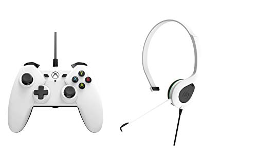 Controller Wired PowerA + pachet de căști pentru chat pentru Xbox One - Alb