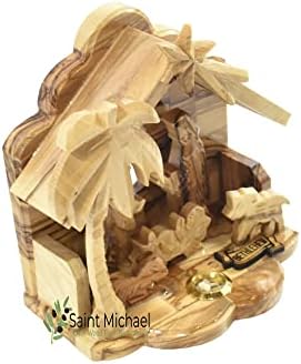 Scena de nativitate din Betleem pentru Crăciun, Scena de naștere din lemn de măsline, făcută în Betlehem Țara Sfântă, Decor